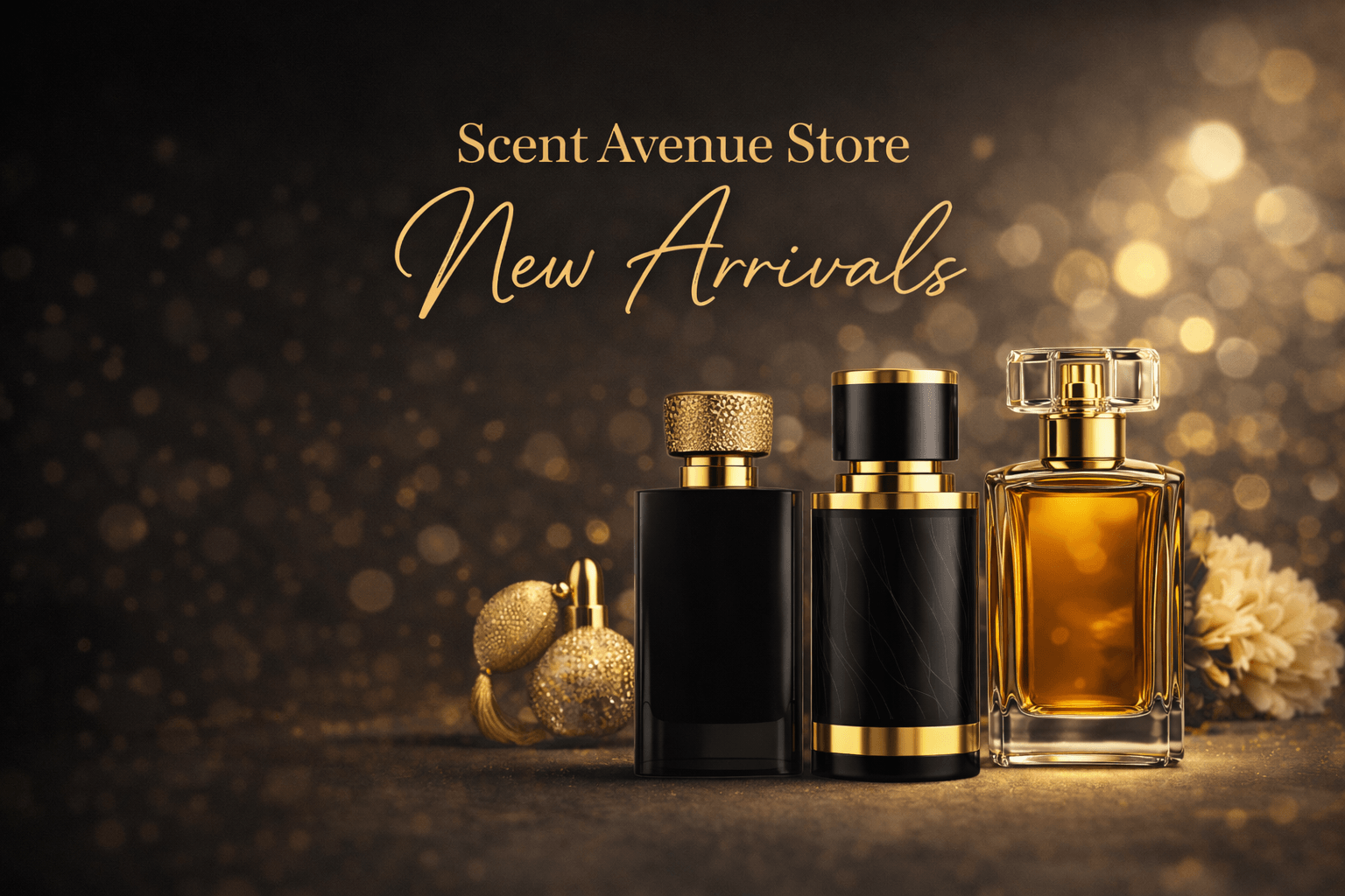 Latest fragrance arrivals showcased in elegant perfume bottles at Scent Avenue Store.