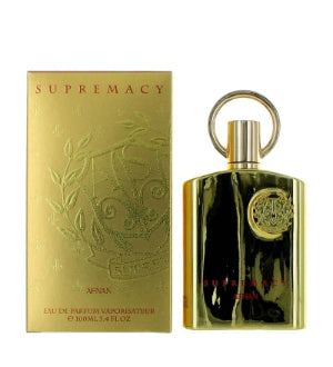 Afnan Supremacy Gold fragrance bottle and box, designed for luxury and lasting impact.