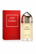 Pasha de Cartier men's fragrance packaging and bottle showcasing luxury elegance in a classic design.