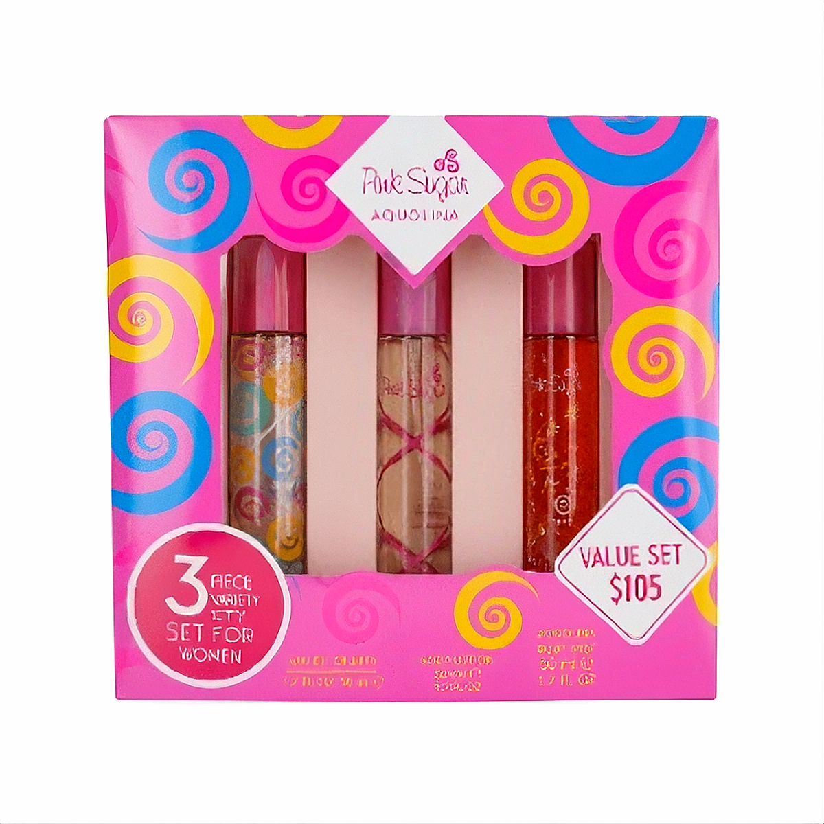 playful womens perfume set Pink Sugar by Aquolina 3-Piece Variety set