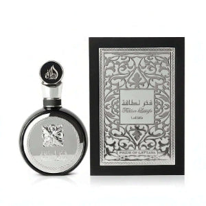Fakhar by Lattafa bottle and box, fresh clean masculine fragrance for men, elegant design, long lasting scent.