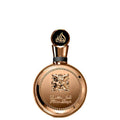 Luxury unisex perfume Fakhar Gold by Lattafa in an elegant gold bottle.